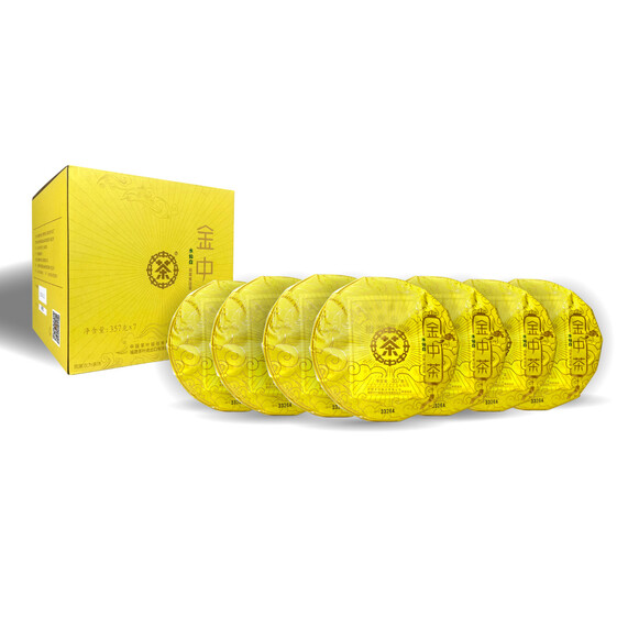 Butterfly Brand ZBF-222221 "Jin Zhong Cha Shui Xian Bai" White Tea Compressed Tea (7 Cakes per Tube - 7 x 357g)